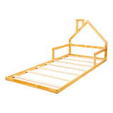 Pine Wood Floor Bed House Frame for Kids and Toddlers - Front View