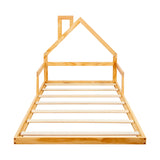 Pine Wood Floor Bed House Frame for Kids and Toddlers