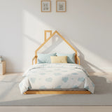 Pine Wood Floor Bed House Frame for Kids and Toddlers - Side View