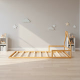 Pine Wood Floor Bed House Frame for Kids and Toddlers