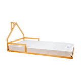 Pine Wood Floor Bed House Frame for Kids and Toddlers - Close-Up Angle