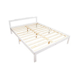 Double Wooden Bed Frame Home Furniture White - Front View