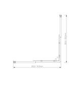 Adjustable 900x900mm Double Sliding Door Glass Shower Screen in Chrome - Close-Up Angle