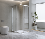 Adjustable 1000x900mm Double Sliding Door Glass Shower Screen in Chrome