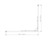 Adjustable 1100x900mm Double Sliding Door Glass Shower Screen in Chrome - Close-Up Angle