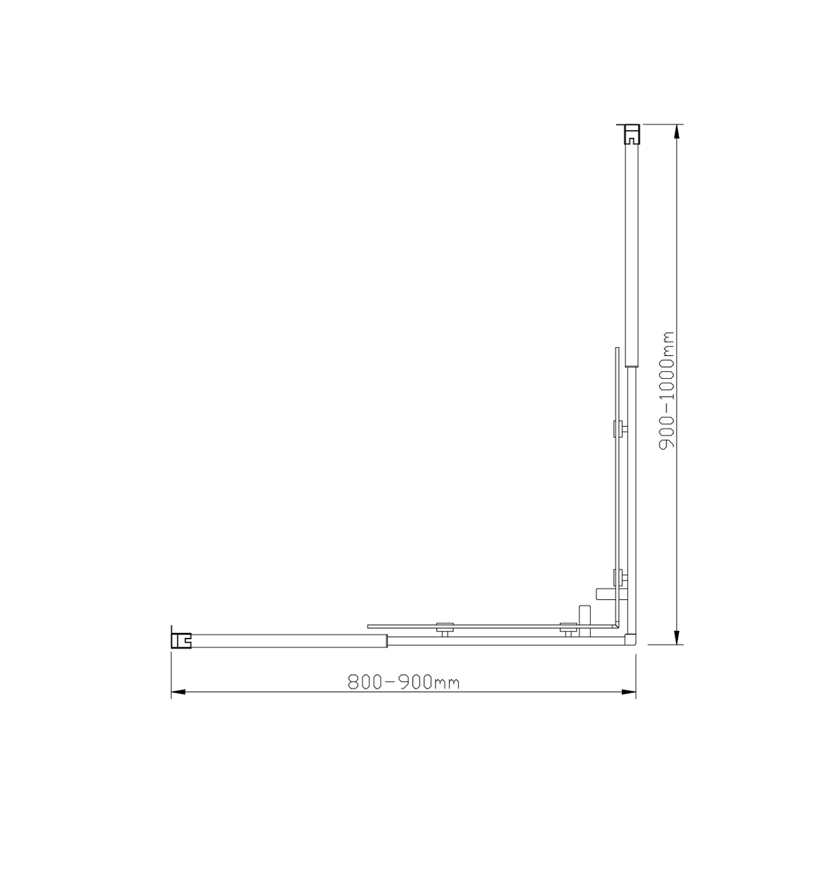 Adjustable 900x1000mm Double Sliding Door Glass Shower Screen in Black