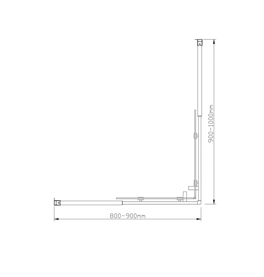 Adjustable 900x1000mm Double Sliding Door Glass Shower Screen in Black