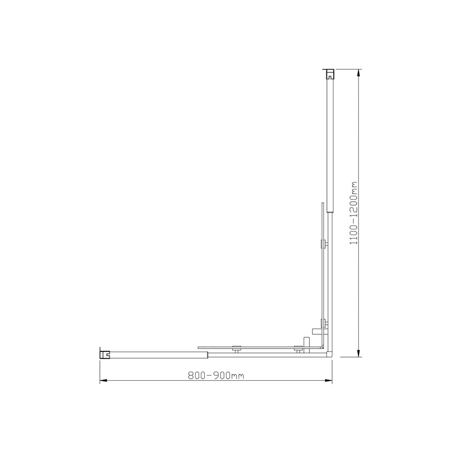 Adjustable 900x1200mm Double Sliding Door Glass Shower Screen in Black