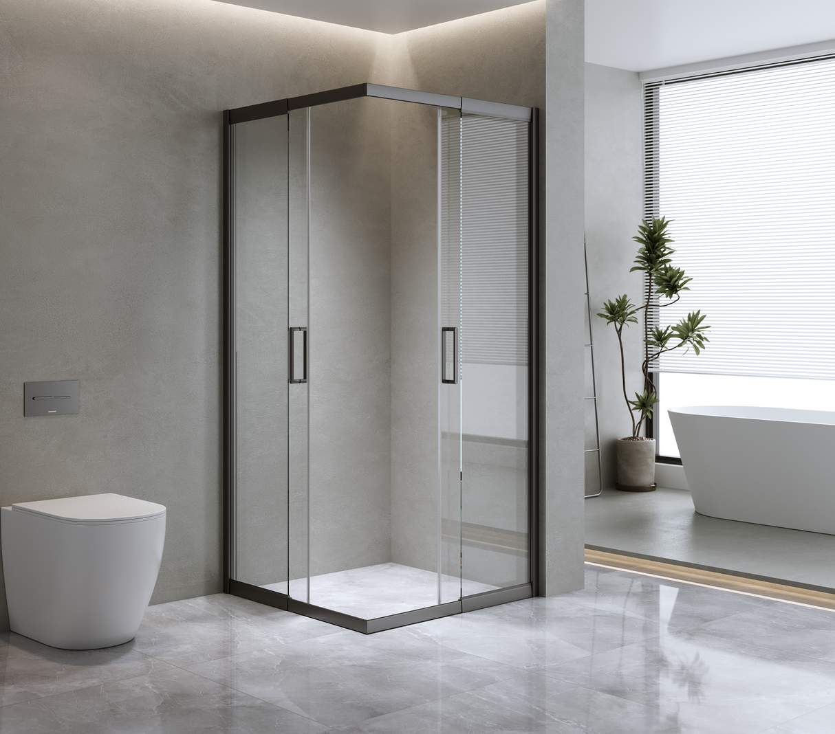Adjustable 1100x1200mm Double Sliding Door Glass Shower Screen in Black