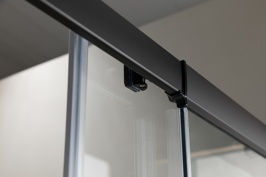 Adjustable 1200x900mm Double Sliding Door Glass Shower Screen in Black
