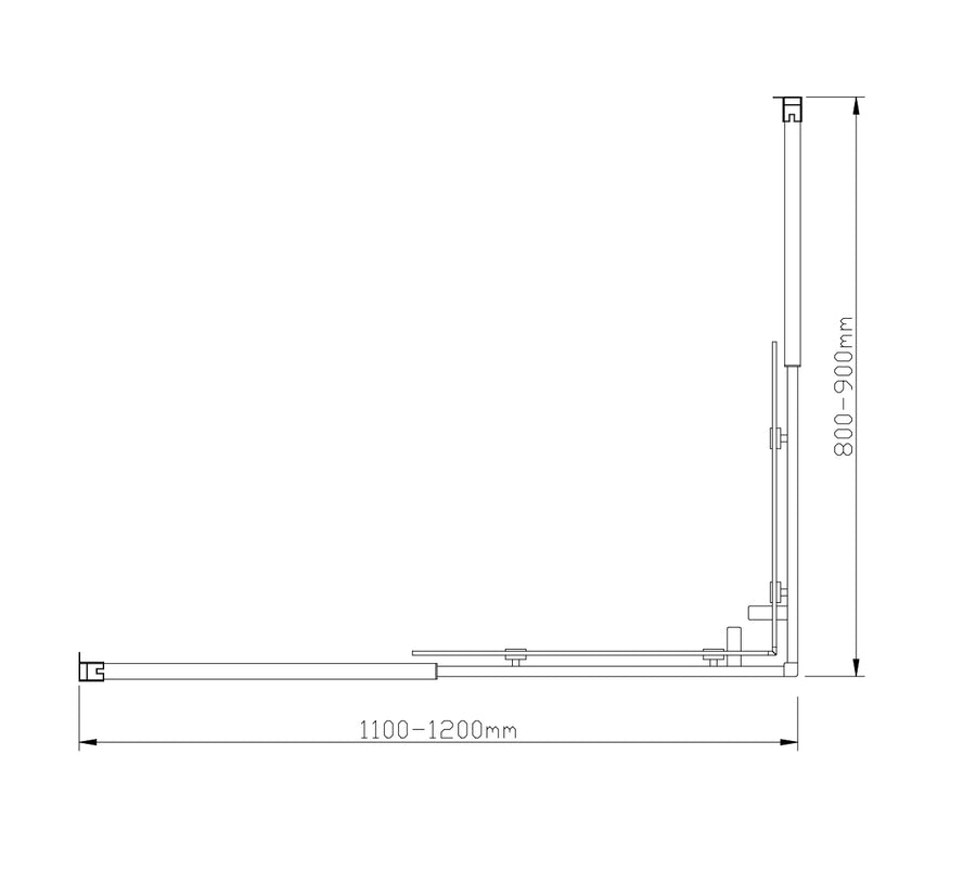 Adjustable 1200x900mm Double Sliding Door Glass Shower Screen in Black