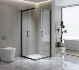 Adjustable 1200x1000mm Double Sliding Door Glass Shower Screen in Black