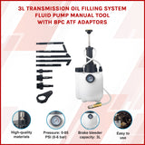 3L Transmission Oil Filling System Fluid Pump Manual Tool With 8pc ATF Adaptors