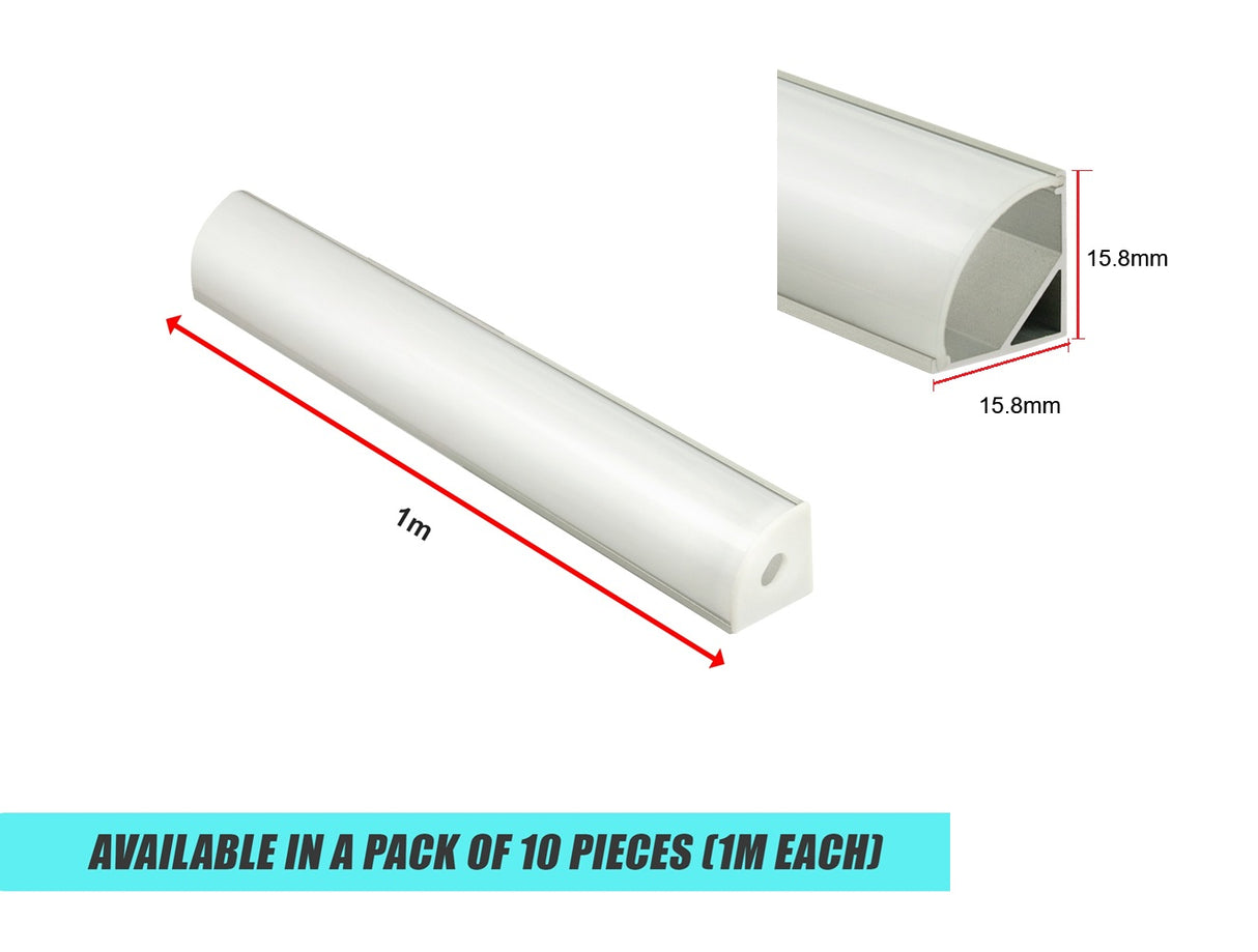 10 x 1M V-Style Aluminium LED Strip Light Channels for Cabinet Lighting