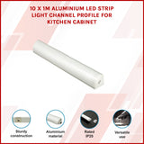 10 x 1M V-Style Aluminium LED Strip Light Channels for Cabinet Lighting - Front View
