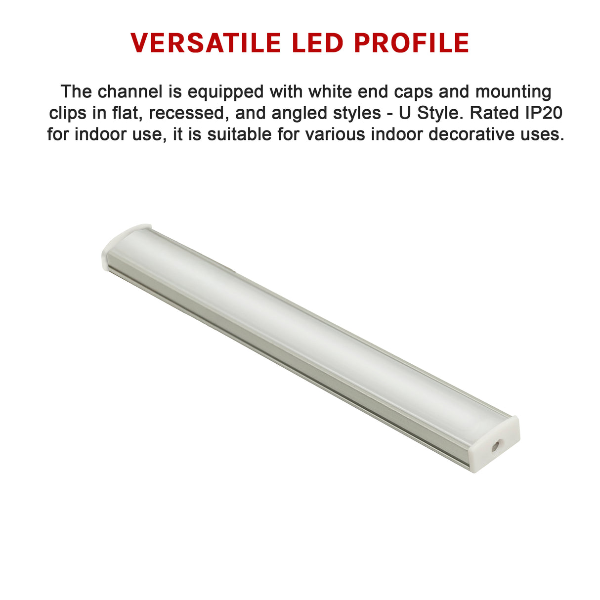 10 x 1M U-Style Aluminium LED Strip Light Channels for Cabinet Lighting