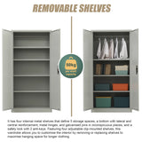 Two-Door Metal Cabinet Shelf Storage for Home Office Gym