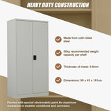 Two-Door Metal Cabinet Shelf Storage for Home Office Gym - Rear View
