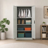 Two-Door Metal Cabinet Shelf Storage for Home Office Gym