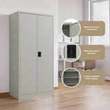 Two-Door Metal Cabinet Shelf Storage for Home Office Gym
