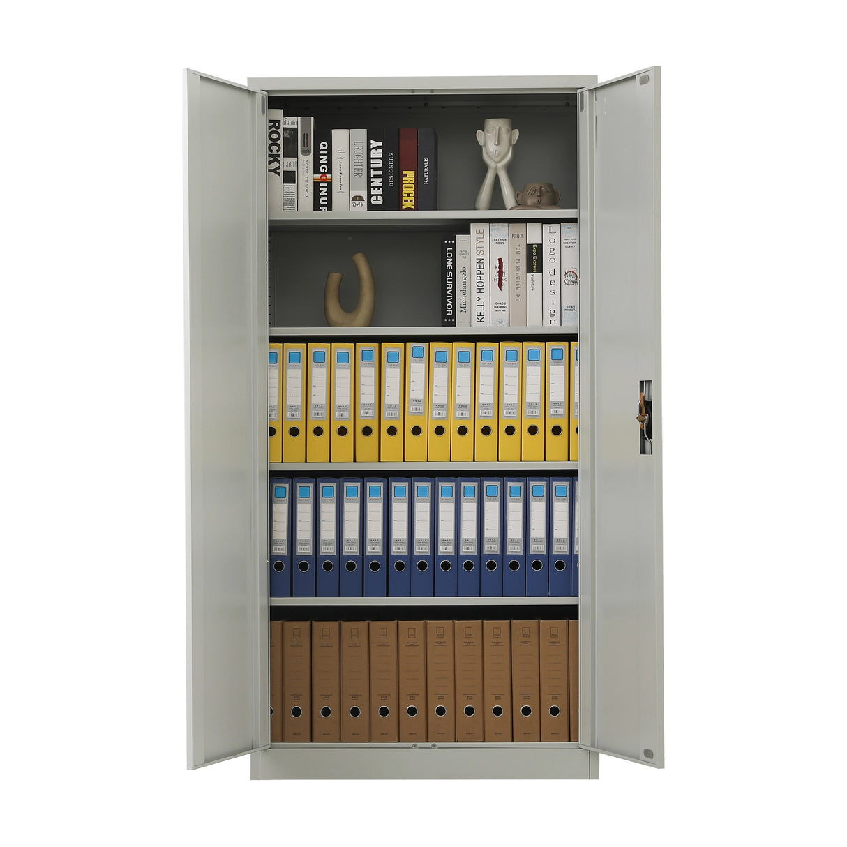 Two-Door Metal Cabinet Shelf Storage for Home Office Gym