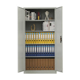Two-Door Metal Cabinet Shelf Storage for Home Office Gym