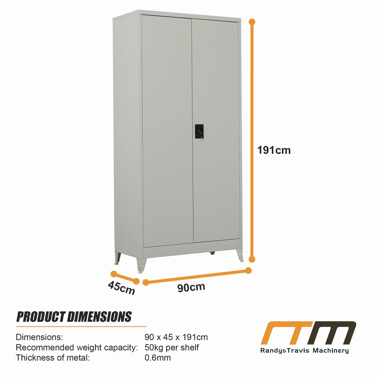 Two-Door Metal Cabinet Shelf Storage for Home Office Gym