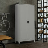 Two-Door Metal Cabinet Shelf Storage for Home Office Gym - Side View