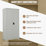Two-Door Metal Cabinet Shelf Storage for Home Office Gym - Rear View