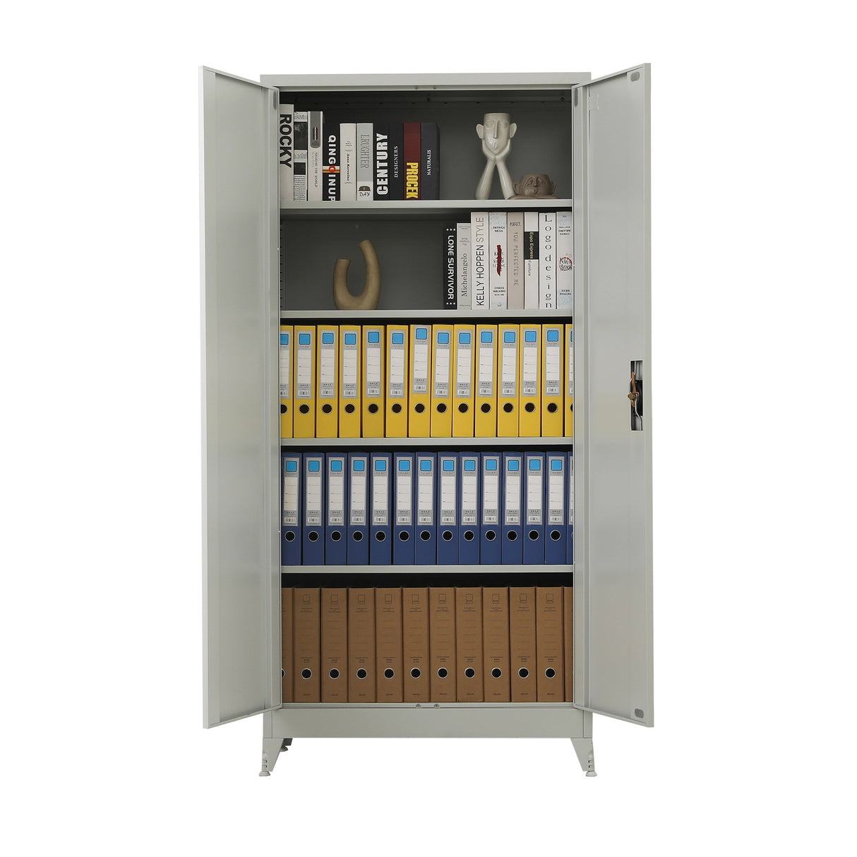 Two-Door Metal Cabinet Shelf Storage for Home Office Gym