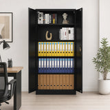 Two-Door Metal Cabinet Shelf Storage for Home Office Gym