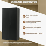 Two-Door Metal Cabinet Shelf Storage for Home Office Gym - Rear View