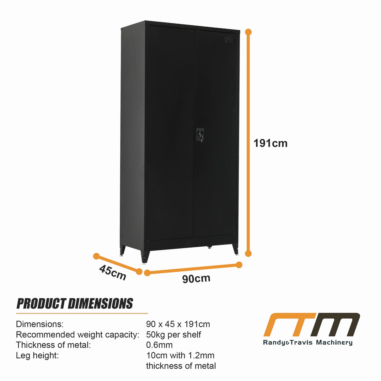 Two-Door Metal Cabinet Shelf Storage for Home Office Gym