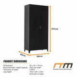 Two-Door Metal Cabinet Shelf Storage for Home Office Gym - Extra Image