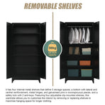 Two-Door Metal Cabinet Shelf Storage for Home Office Gym