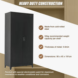 Two-Door Metal Cabinet Shelf Storage for Home Office Gym - Rear View