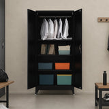 Two-Door Metal Cabinet Shelf Storage for Home Office Gym - Close-Up Angle