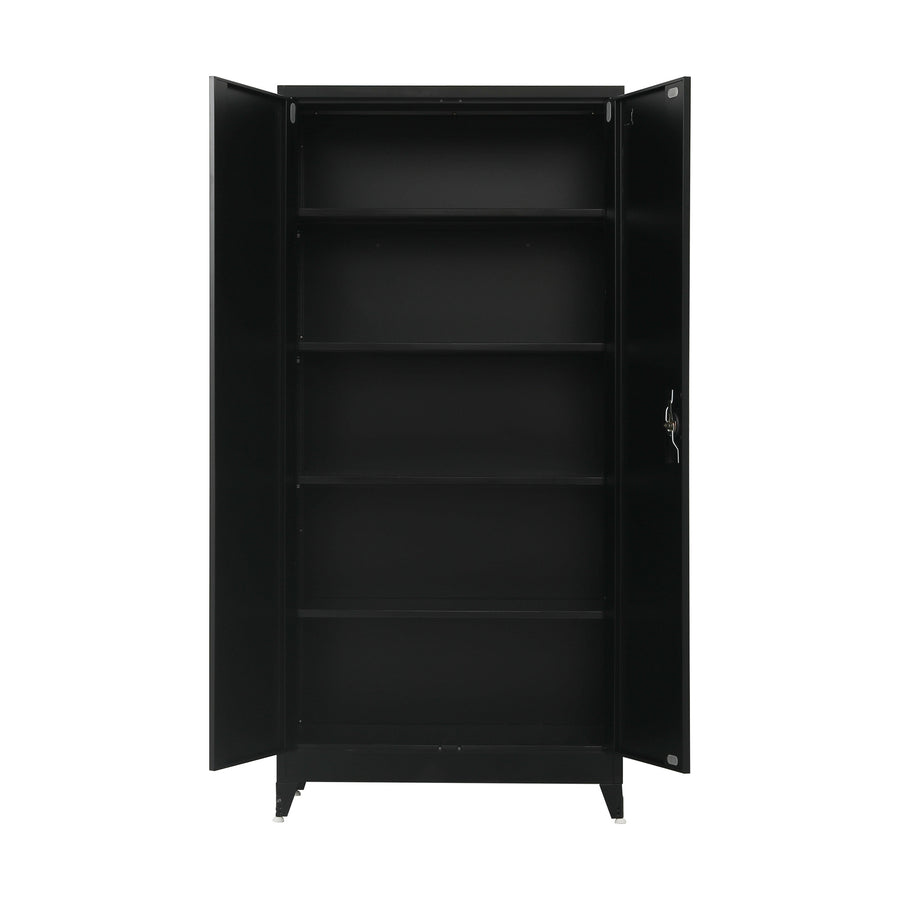 Two-Door Metal Cabinet Shelf Storage for Home Office Gym
