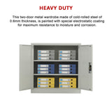 Two-Door Metal Short Cabinet Shelf Storage for Home Office Gym - 45-Degree Angle