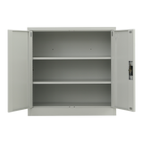 Two-Door Metal Short Cabinet Shelf Storage for Home Office Gym - Low Angle