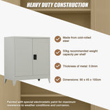 Two-Door Metal Short Cabinet Shelf Storage for Home Office Gym - 45-Degree Angle