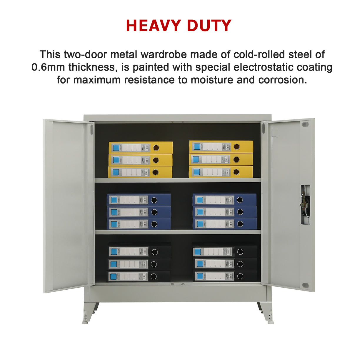 Two-Door Metal Short Cabinet Shelf Storage for Home Office Gym