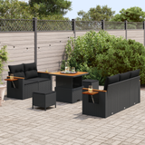 Garden Sofa Set with Cushion 10 pcs Black Poly Rattan - Side View