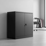 Two-Door Metal Short Cabinet Shelf Storage for Home Office Gym