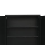 Two-Door Metal Short Cabinet Shelf Storage for Home Office Gym - Top-Down View