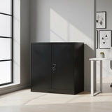 Two-Door Metal Short Cabinet Shelf Storage for Home Office Gym