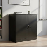 Two-Door Metal Short Cabinet Shelf Storage for Home Office Gym - Close-Up Angle