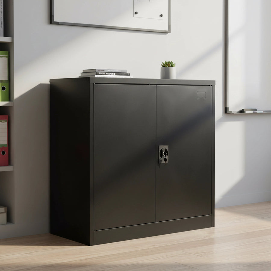Two-Door Metal Short Cabinet Shelf Storage for Home Office Gym