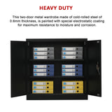 Two-Door Metal Short Cabinet Shelf Storage for Home Office Gym - Extra Image