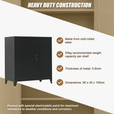 Two-Door Metal Short Cabinet Shelf Storage for Home Office Gym - 45-Degree Angle